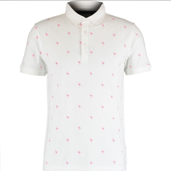 Peter Werth Pink Flamingo Print Mens Polo shirt Small - Picture 3 of 8